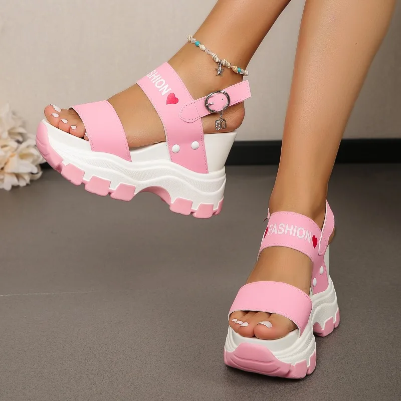 2024 Fashion Hot Sale New Buckle Strap Women's Sandals Slipsole Summer Neutral Mature Casual Sandals Heel Round Toe Ladies Shoes