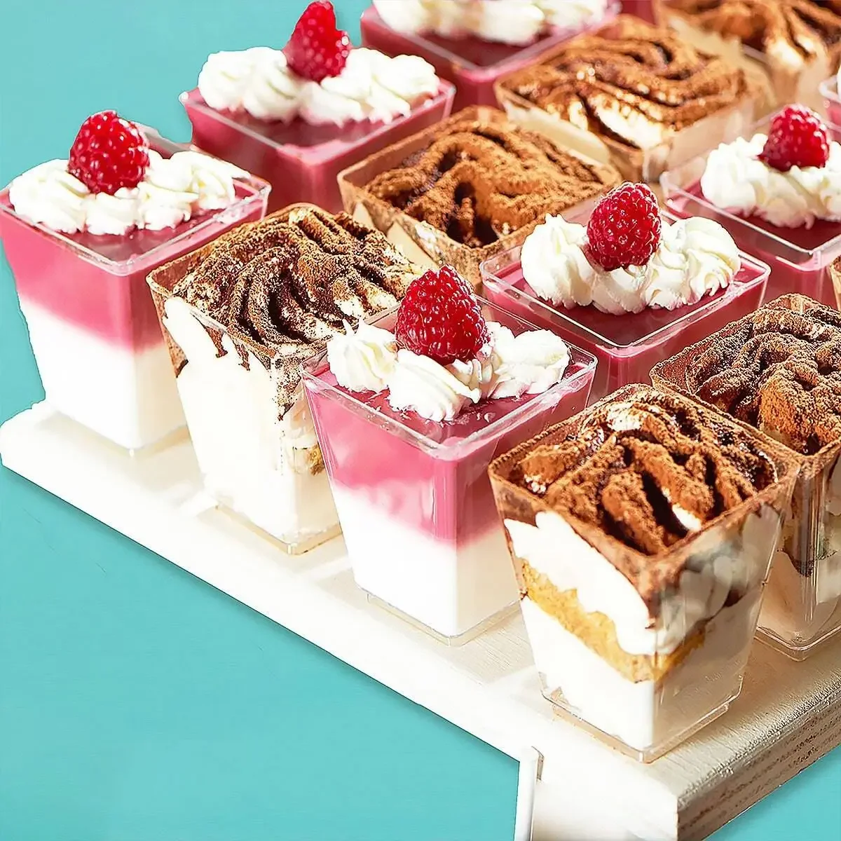 Clear Plastic Dessert Cups – Square Trapezoid Disposable Mini Containers for Pudding, J... - SKU CCL60877 - UGI Packaging