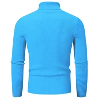 High Quality Men's Autumn and Winter High Neck Knit Shirt Slim Fit Long Sleeve Sweater Solid Color Pullover Tops 2