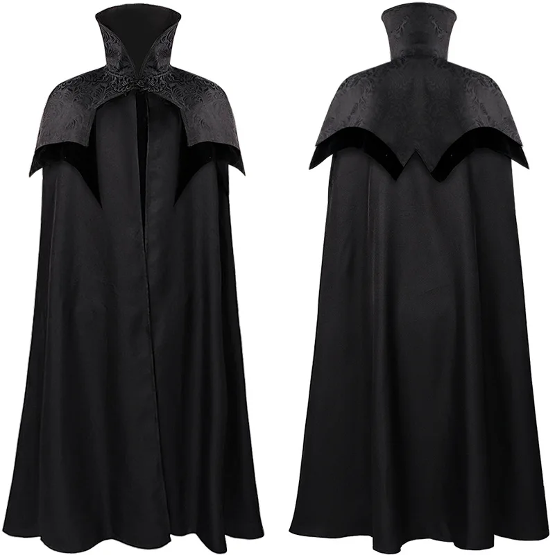 

Men's Noble Gothic Long Cloak Big Hem Vampire Stand Collar Cape Steampunk Darcula Cosplay Halloween Medieval Poncho