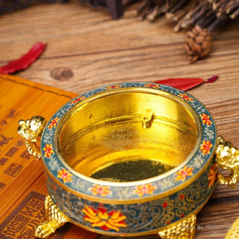 Antique Alloy Incense Burner Eight Treasures Lotus censer Tree Pattern Buddhist Supplies Home Decor Accessories High Quality 1Pc