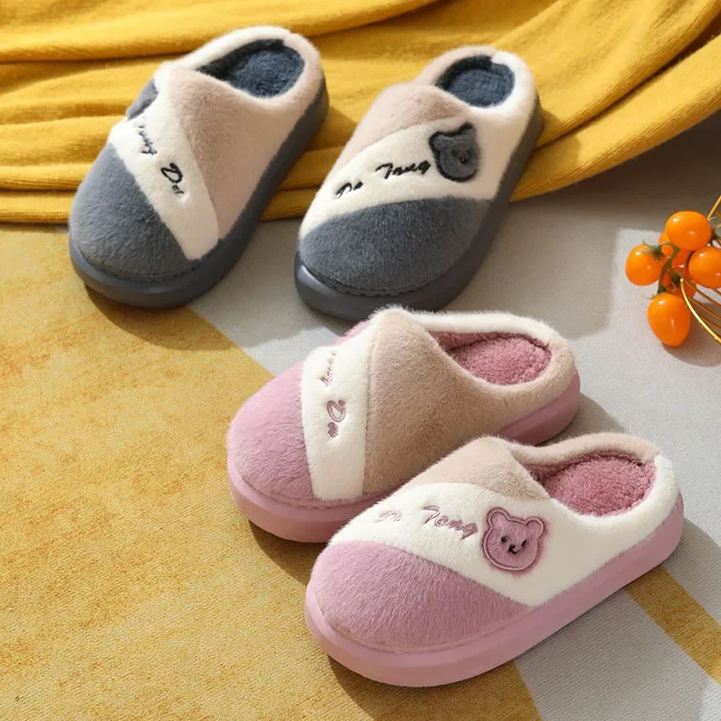 

Cotton Slippers Women Autumn and Winter Home Indoor Couples Thick Soles Anti Slip Plush Insulation.Cotton Slippers.Men Shoes Y