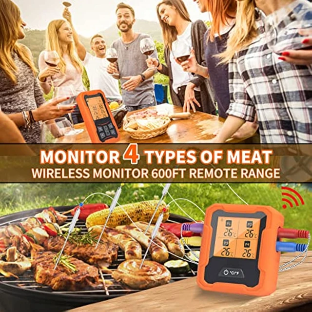 Wireless Digital Meat Thermometer with 4 Probes & Meat Injector, Upgraded  500FT Remote Range Cooking Food Thermometer for Grilling & BBQ & Oven &  Kitchen: Home & Kitchen 