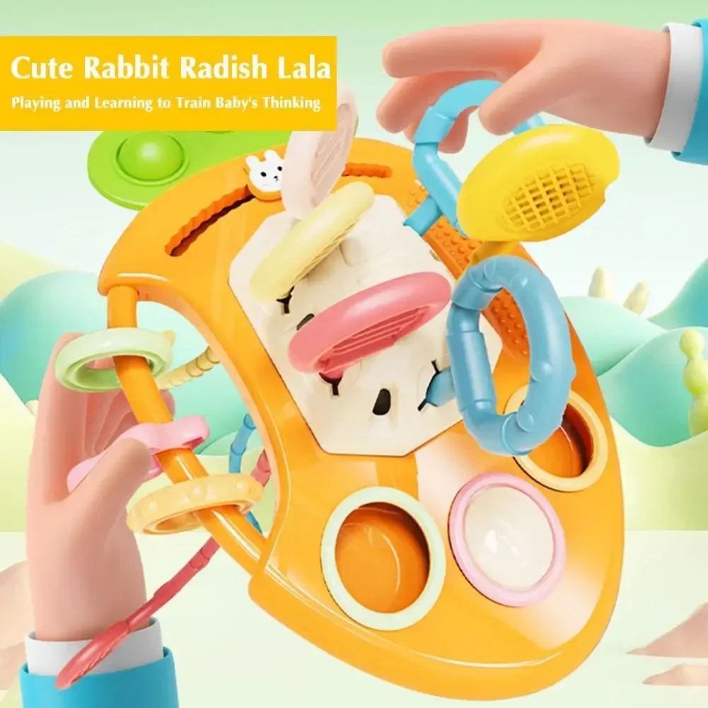 Cute Rabbit Radish Lala Montessori Pull String Toys For Babies Sensory Toys Teethers Developmental Fine Motor Skills