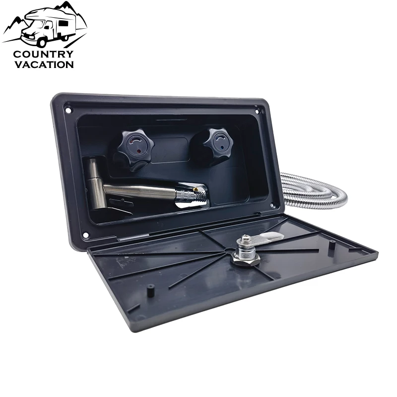RV Caravan Exterior Shower Box Kit with Lock Hot and Cold Water