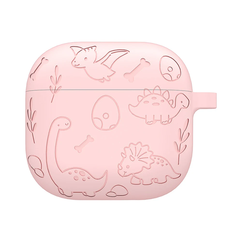 Silicone Case Protector Drop Protection Engraved Flower Dinosaur Case Shockproof Cute Case Cover for AirPods 4th Generation Case