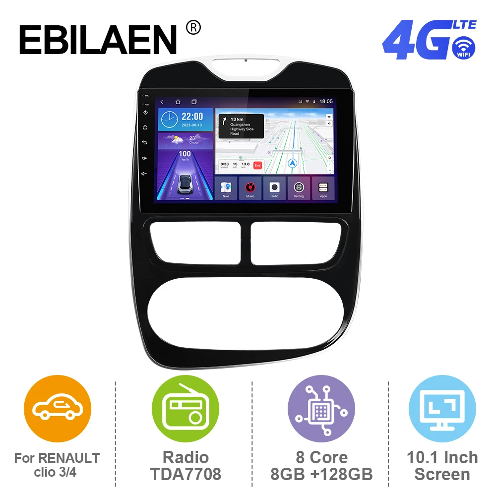 

EBILAEN Android 12 Car Radio For RENAULT Clio 4 2012-2016 Multimedia Player GPS RDS Navigation Carplay Auto 4G