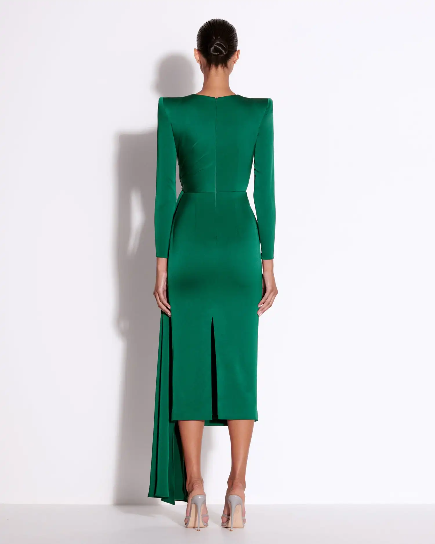 slim fit dress slacks Alex Perry Strapless Longline Draped Column