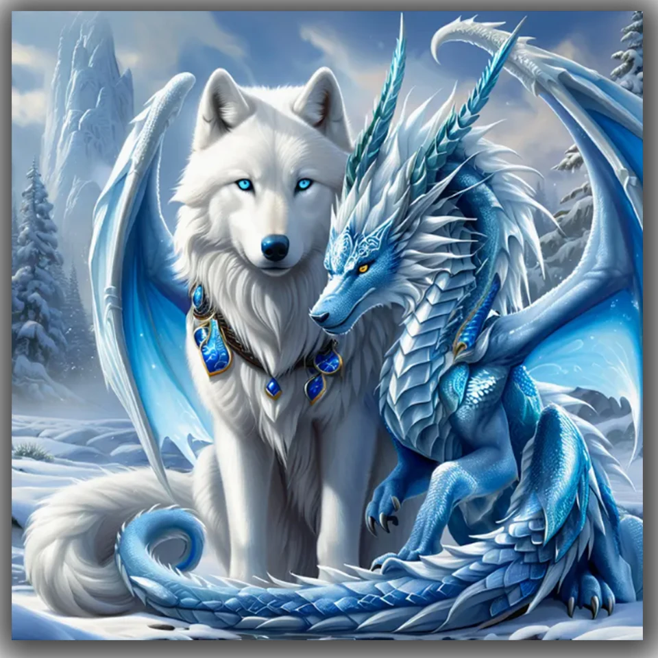 Don and Wolf Snowy Forest Diamond Painting 1