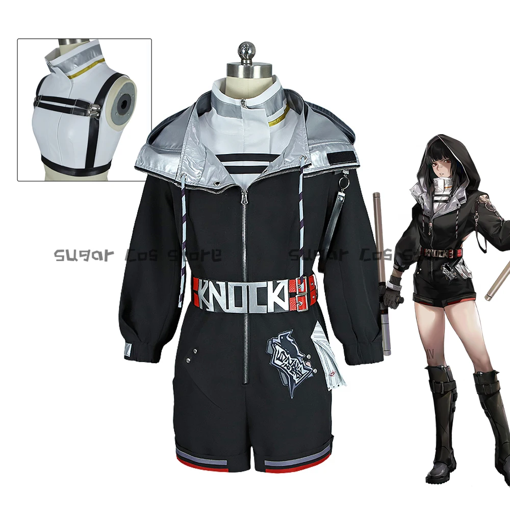 

Anime Game Path To Nowhere KK Cosplay Costume Cool Girls Jumpsuits Hooded Jacket Gloves Halloween Party Carnival Roleplay Outfit