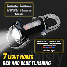 미니 USB 충전식 LED 손전등 키체인 휴대용 방수 캠핑 포켓 램프 키링 걸이형 조명 야외 장비