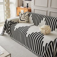 Nordic Style Chenille Sofa Towel Tassels Boho Geometric Patterns Sofa Cover for Living Room Casual Slip Covers Blankets For Beds 2
