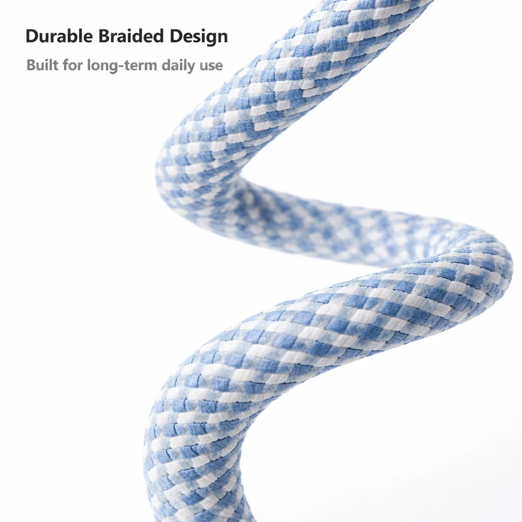 Ice Blue 60W Fast Charging USB-C Cable | Braided Nylon Type-C to Type-C Cord
