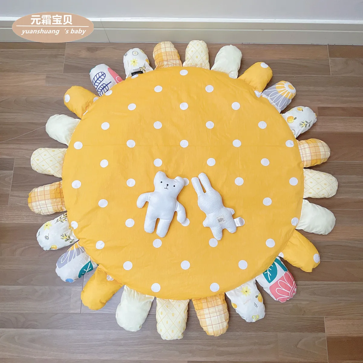 ins-nordic-baby-crawling-mat-cotton-kids-play-pad-floor-carpet-petal-round-mat-kids-girl-room-decoration-removable-and-washable