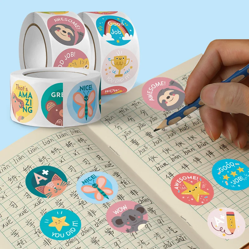 3 Rolls Motivational Stickers for Kids, 1500 Pieces Teacher Reward Stickers  School Supplies for Kids, Cartoon Inspirational Sticker Potty Training