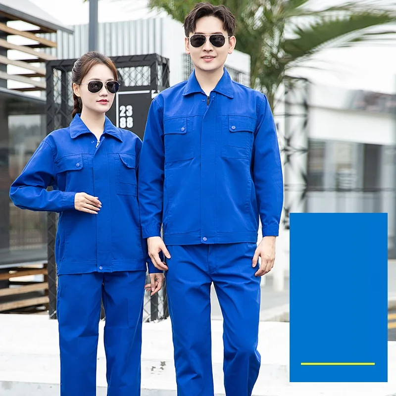 Solid Color Work Clothing For Men Long Sleeves Plain Color Factory Workshop Worker Uniforms Jacket Pants Durable Work Coveralls images - 6