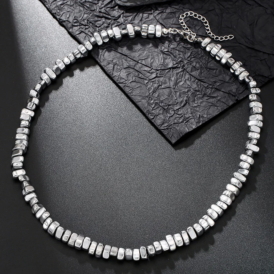 Hematite Stone Men Necklace Punk Accessories