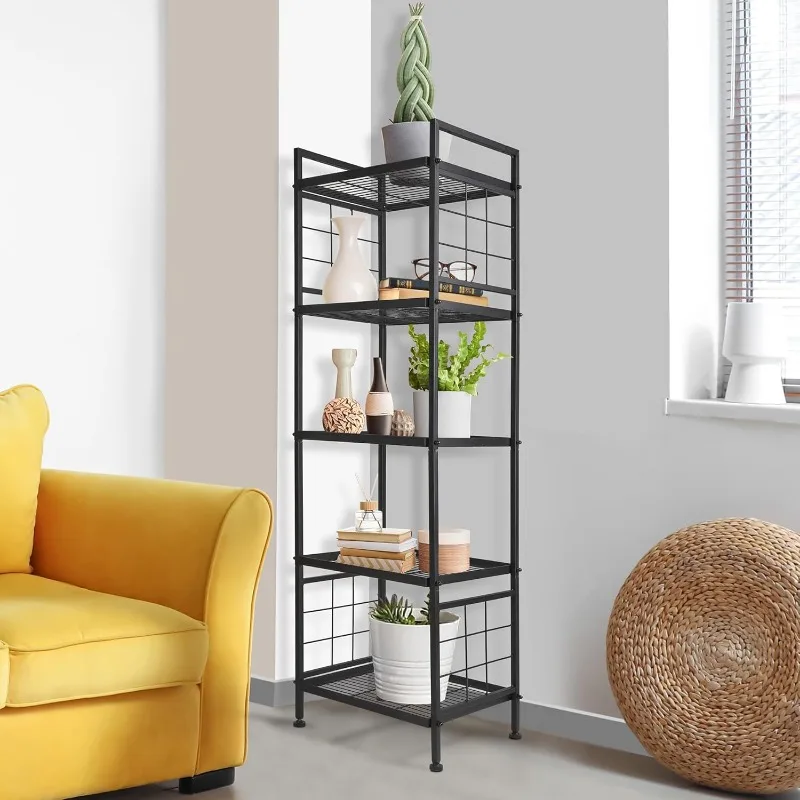 5-Wire Standing Storage Shelves, Metal Shelving Unit Pantry Rack for Laundry Kitchen Bathroom Organizer(Black) 4