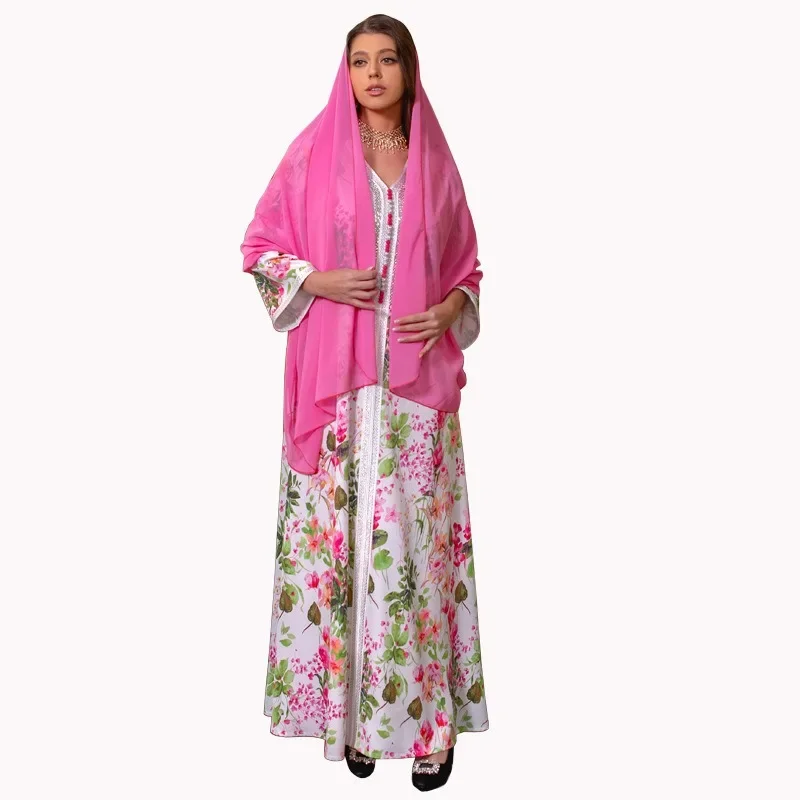 Abaya Robe New Printed Rhinestones Dress Middle East Spring and Summer Muslim Dress Women Evening Dresses abaya femme