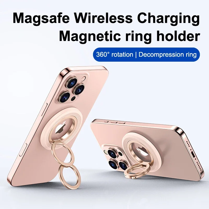 Magsafe Double-Sided Magnetic 360° Rotation Phone Holder with Ring Buckle and Decompression Damping