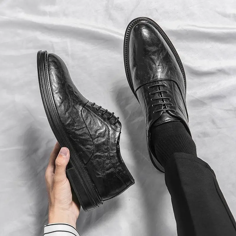 

Men's Shoes Spring 2023 New Business Formal Wear British Casual Trend Board Shoes Men's Sports Black Leather Shoes Fashion Shoes