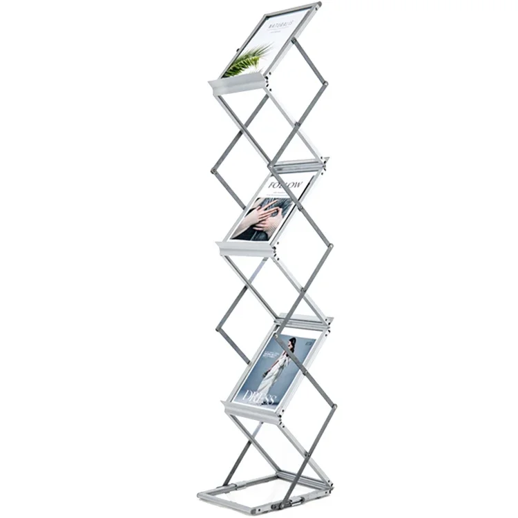 Floor Magazine Rack, Transparent Acrylic Newspaper Document Display Rack, Foldable, with Non-Slip Mats, for Hotel/Trade Show