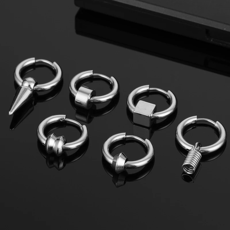 

1Pairs Cool Skull Hoop Earrings Women Men Silver Color Stainles Steel Round Circle Pendientes Mujer Anti-allergy