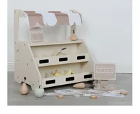 43cm High Quality Wooden Simulate Fruit stand banana apple pear cash register game Play house Interactive Toys baby girl gift 2