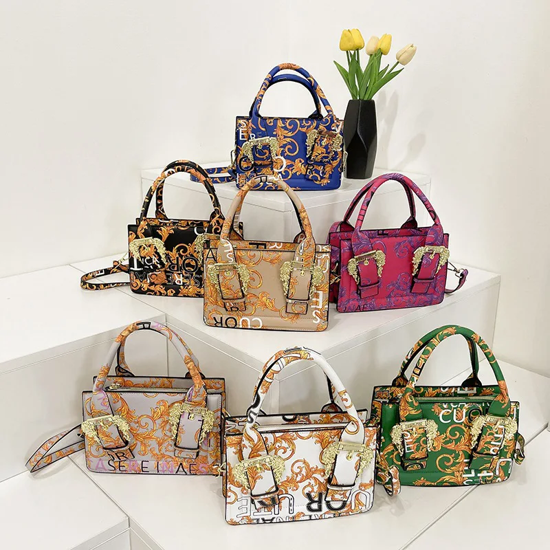 

2023 Small Square Bag, Fashionable Trend European and American Style One Shoulder Crossbody Bag Personalized Print Portable Bags