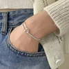 INZATT Real 925 Sterling Silver Asymmetric Double Layer Chain Bracelet for Women Hiphop Fine Jewelry Minimalist Accessories 3