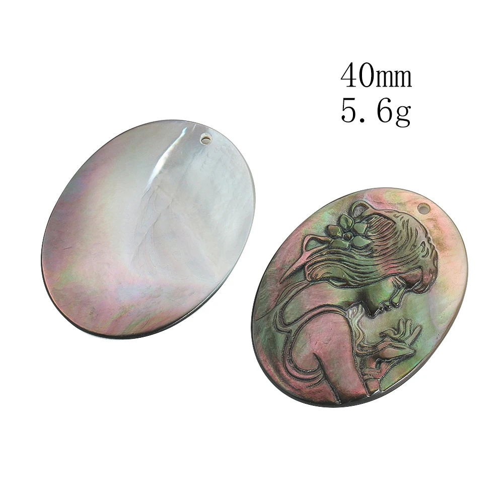 Natural Shell Ornaments Natural Shell Embossed Beauty Girl Pendant for DIY Jewelry