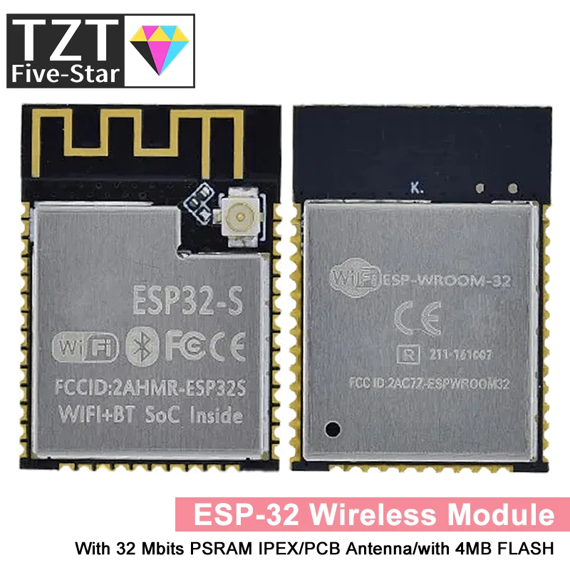 Modulo Wireless Esp32 Esp-32 Esp32-S Esp-Wroom-32 Esp-32S Con Antenna Psram Ipex/Pcb Da 32 Mbit Con Flash Da 4Mb