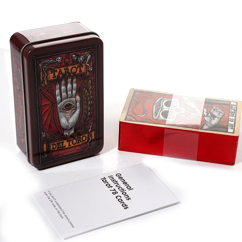 Del Toro Tarot in Tin Metal Box 78 Cards Gilded Edge Guidebook Light Seer's Tarot Deck Stocking Blooming Cat 4