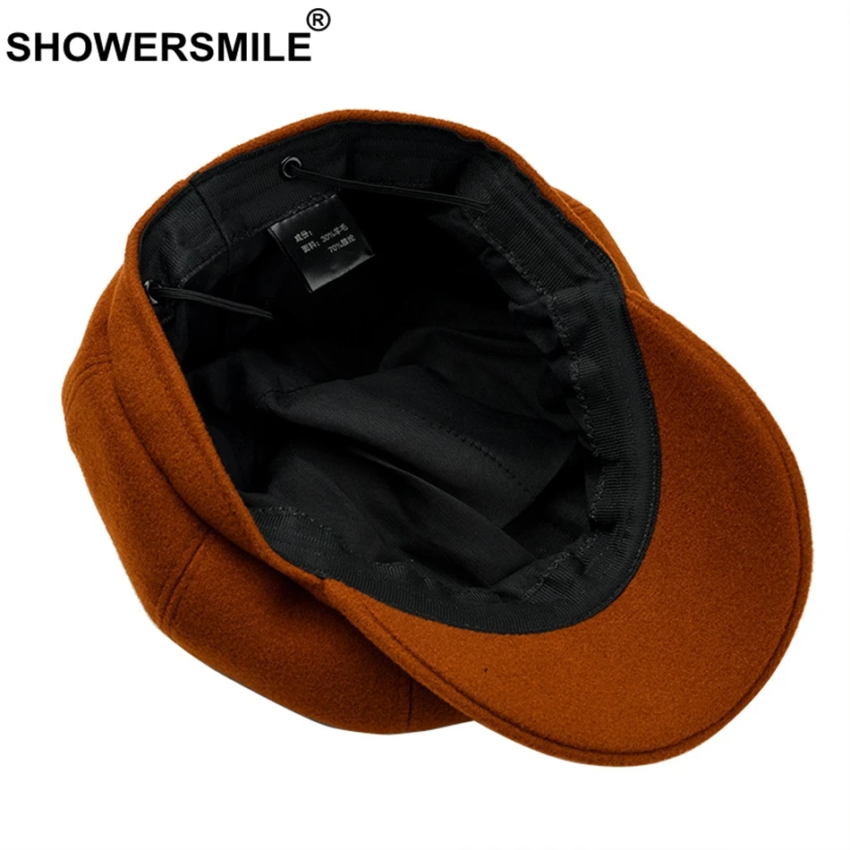 SHOWERSMILE Womens Newsboy Caps Beret Solid Wool Octagonal Cap Ladies Pink Painters Hat Female Autumn Colorful French Artist Hat