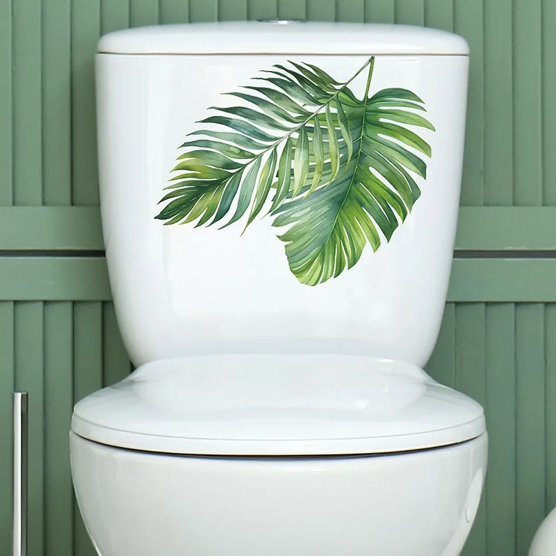 Green plant turtle back leaf toilet bathroom toilet stickers home decoration wall stickers self-adhesive