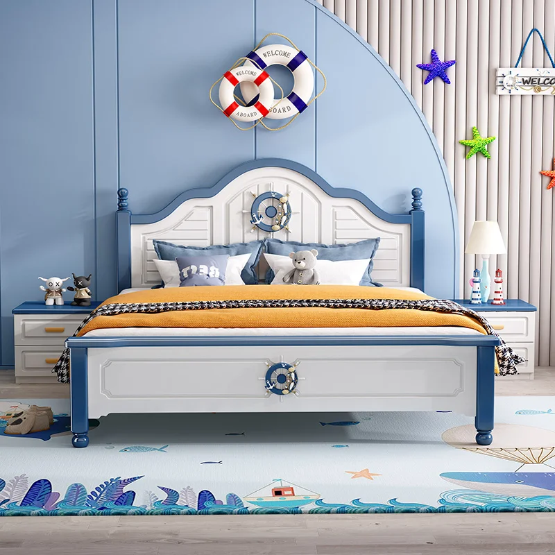 American Wood Childrens Bed Frame Elegant Comferter Loft Kids Bed Headboards White Cama Infantil Bedroom Furniture 2