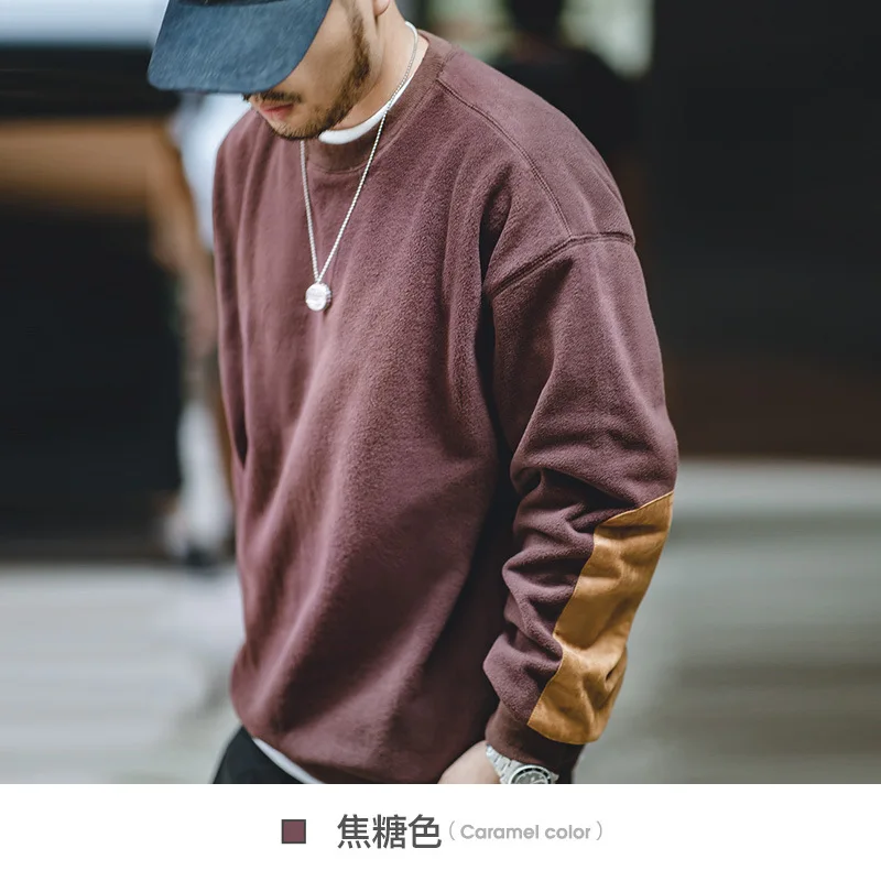 Madden workwear American retro autumn and winter polar fleece sweatshirt ifashion plus fleece ins jacket men's trendy coral