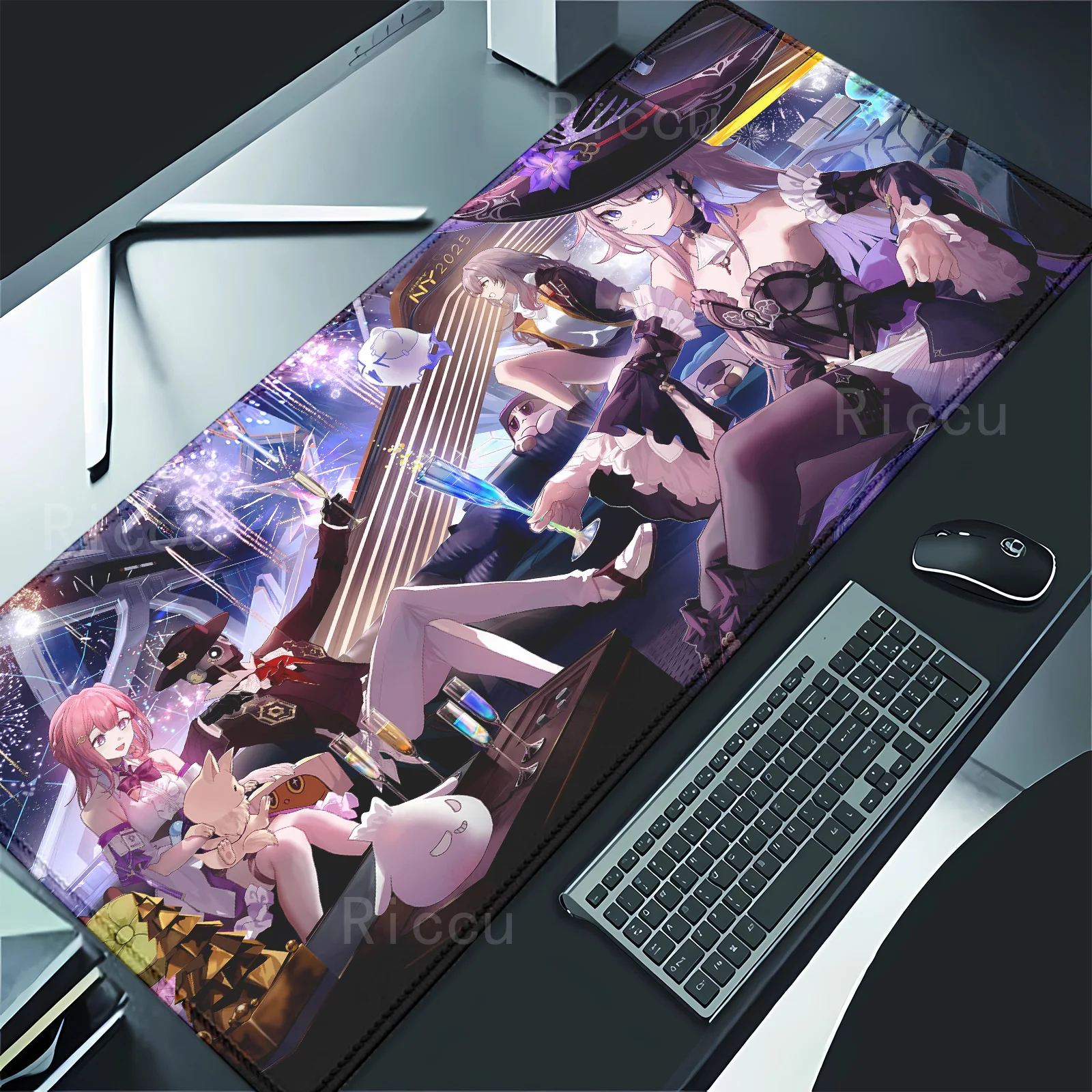The Herta Honkai Star Rail teclado mouse pad Large Gaming mousepad Office Table Accessories Non-slip Mausepad overlock Desk Mat