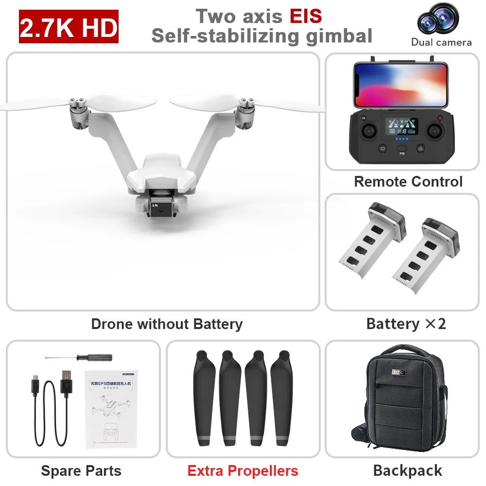 L100 Drone 1200m doppio rotore senza spazzole veicolo aereo senza equipaggio GPS HD EIS 2 assi Anti-Shake Gimbal Drone aereo - immagine 6