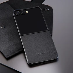 Luxury Slim Leather Protective Case - Shockproof Textured Flip Phone Cover - ZFlip8 (Black)