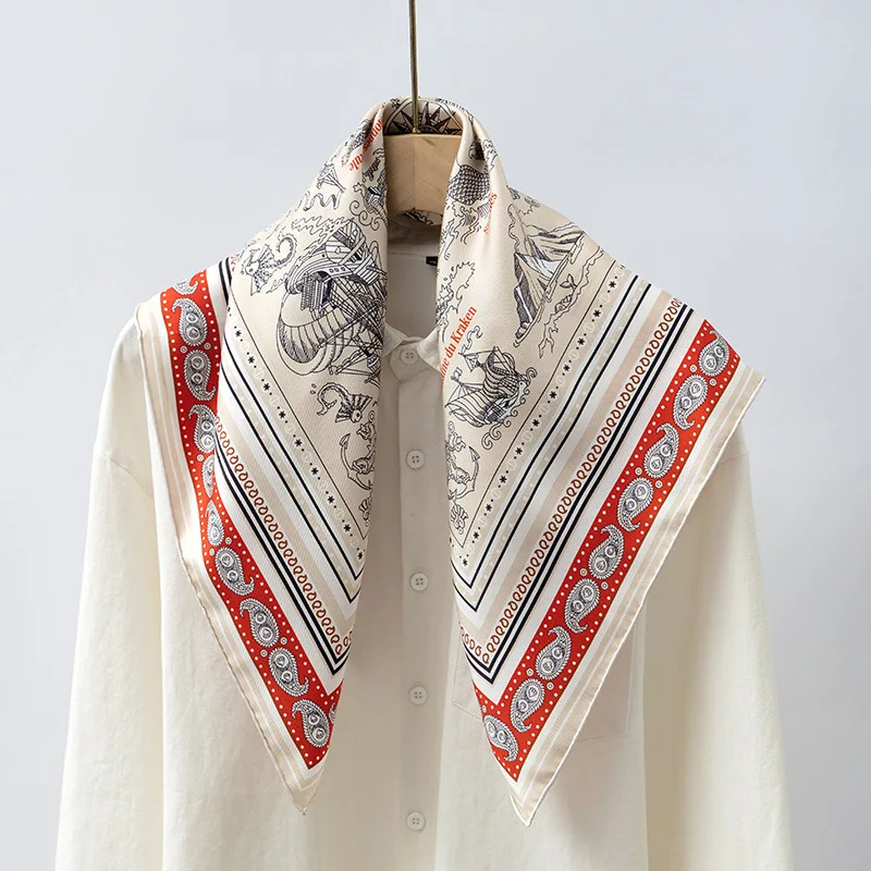 Elegant Versatile Silk Twill Scarf - Luxurious Heavyweight Mulberry 70 Square Fashion Accessory