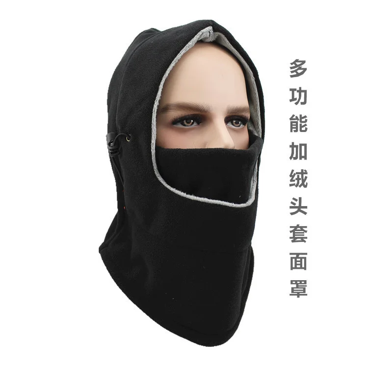 

Winter Plush outdoor fleece hooded headgear CS hat windproof and dustproof mask thickened cold proof and warm keeping mask