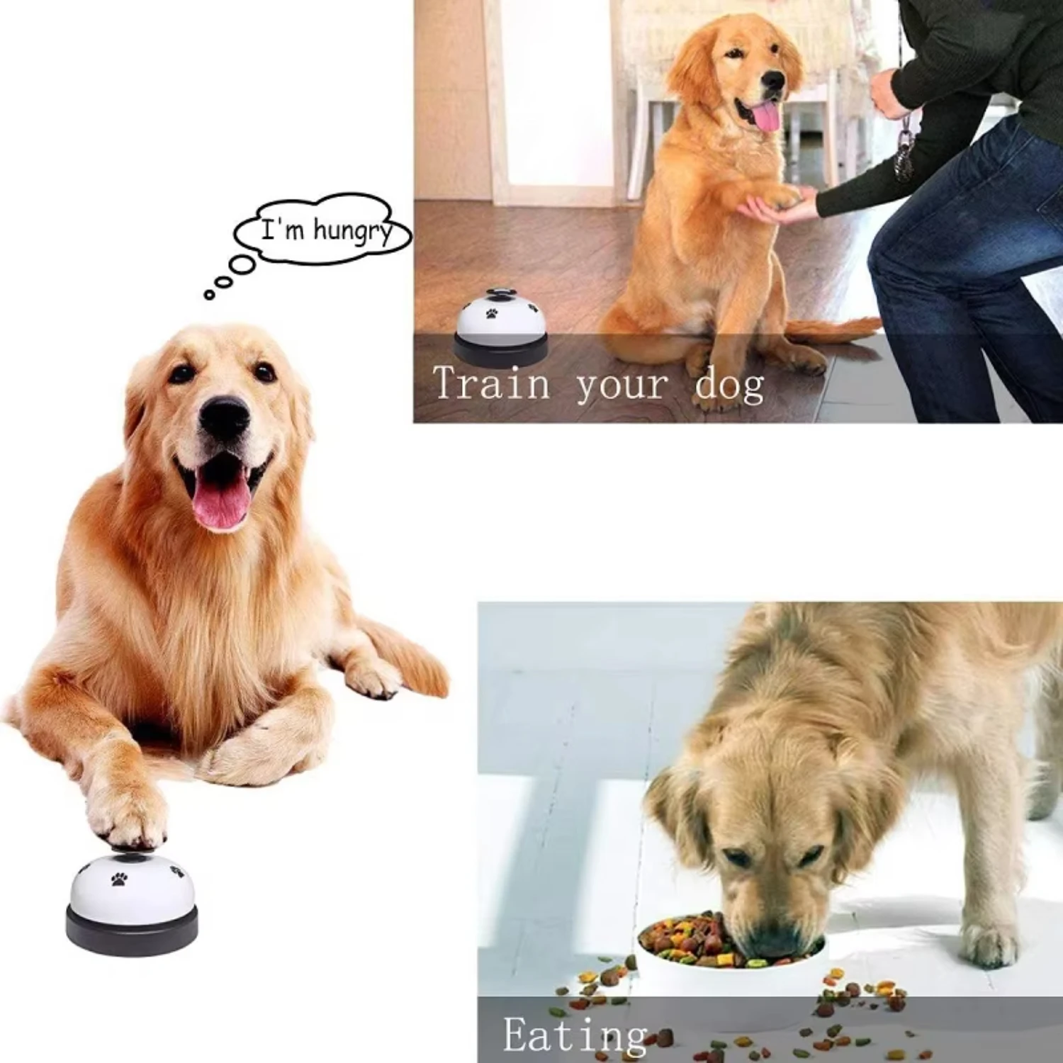 개 고양이 훈련용 반려동물 장난감 벨, 대화형 장난감, 저녁 식사 작은 종, 발자국 링 트레이너,
