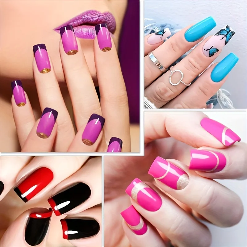 500Pcs False Nail Tips Acrylic Half Set Artificial French Nails 10 Sizes with Box for Salon and Home DIY Clear Nature
