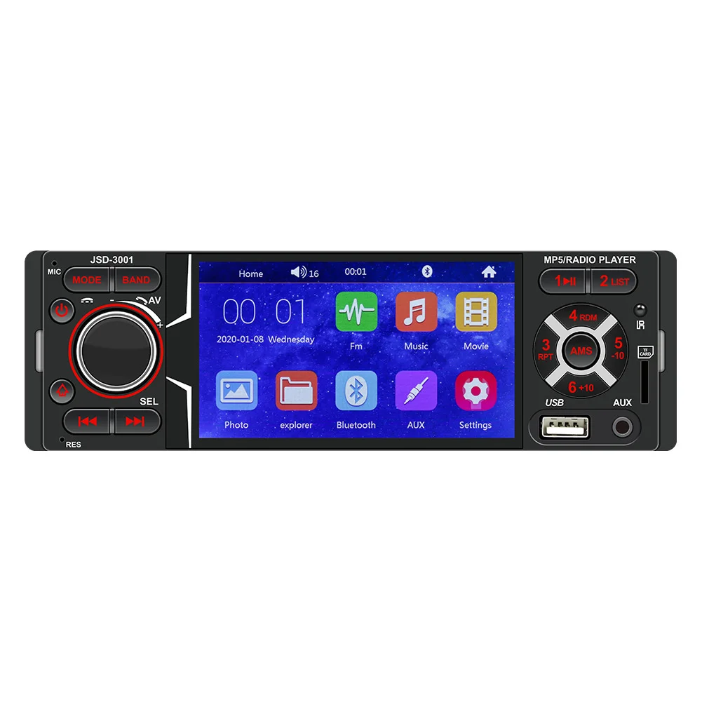 5PCS Hot Sale JSD-3001 4.1 Inch High-definition Touch Screen Car Bluetooth Mp5 Player Usb Card All-in-one Radio