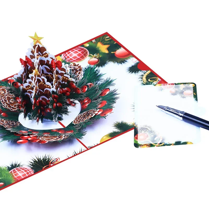 1 pcs 3D Christmas Pinecone Christmas Card Creative Activity Gift Festival Sending Friends Blessing Cards