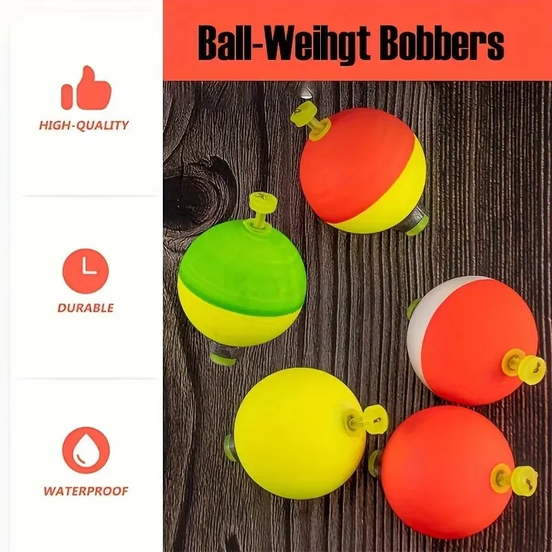thumbnail image 2 of Fishing Bobbers Floats Foam Snap On Float Weighted Bobbers Fishing Push Button Snap-on Bobbers Spring Oval Fishing Floats 2 of 13