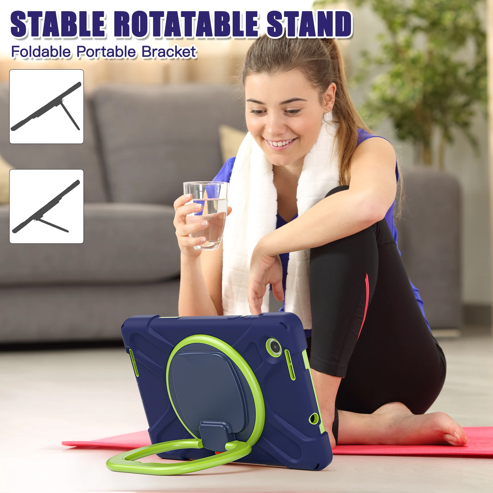 Enhanced Tablet Case Armor with 360° Rotating Stand - Shockproof Protection