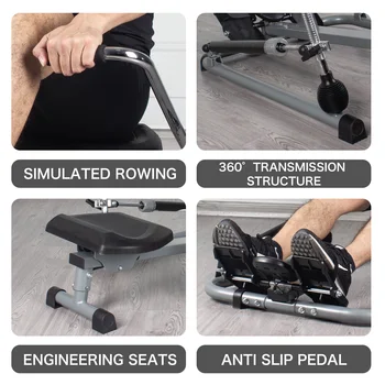 Leikefitness Rowing Machine Foldable for Home Use Hydraulic Rowing Machine with LCD Monitor for Full Body Exercise Cardio Workou 4