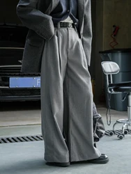 Autumn and winter women's casual solid color high waisted loose wide leg pants